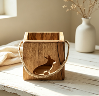 Boîte en bois découpée en forme de lapin Bunny Hop avec ficelle 4x4, décorations de printemps, figurines de Pâques pour la table de la maison