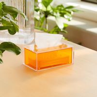 Boîte à mouchoirs en acrylique moderne BANACO 23,5 x 12,5 x 9 cm Orange Transparente Pratique pour la maison, le bureau, la table Modèle Chine BNC-85