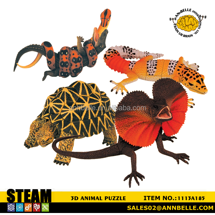爬虫類動物モデル4Dパズル3D動物パズルヘビコブラトカゲ