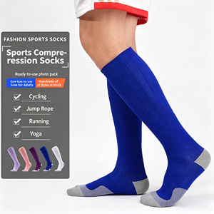 Custom Sports Compression <b>Socks</b> Knee High Blue Breathable Spandex Polyester for Cycling <b>Running</b> Yoga Adults One Size - Product Image 1