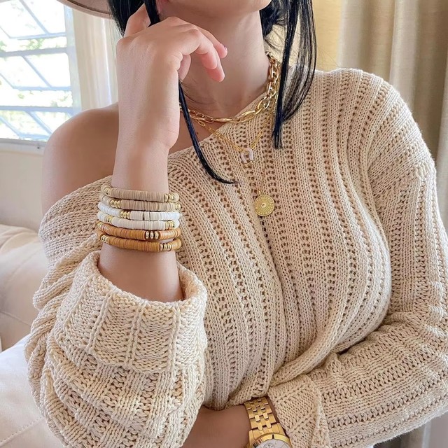 2025 Handmade Polymer Clay Beads Bracelet Gold Plated Layer Dish Beaded Jewelry for Weddings and Gifts for Children