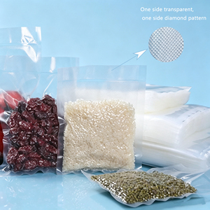 Lebensmittelechte <span class=keywords><strong>PA</strong></span>+PE Dickwandige Rautenstrukturierte Transparente Vakuumbeutel mit Tiefdruckverfahren und Heißversiegelung für Fleisch, Getreide und Zucker - Product Image 1