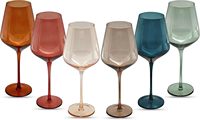 Verres à vin colorés soufflés à la main en cristal de couleurs multiples Verres à vin à longue tige et grand bol Verres à vin colorés à tige vente en gros