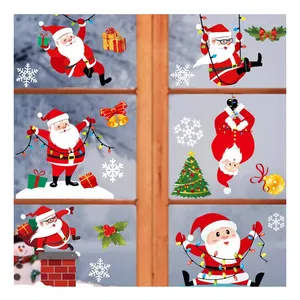 ملصق نافذة عيد الميلاد ملصق ألوان كاملة للتزيين الداخلي لمهرجان الفينيل قابل للإزالة شعار مطبوع مخصص ملصق