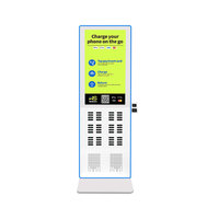 Station de recharge commerciale partagée pour batteries externes 15W, écran numérique 4K de 43 pouces, borne de location portable avec paiement sans contact pour espaces publics