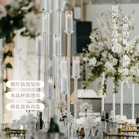 Chandelier en cristal à tête unique avec couvercle en verre, accessoires pour la décoration de mariage, ornements décoratifs pour les tables de banquet d'hôtel