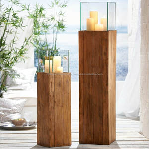 Nouveau design Bougeoir ouragan en verre et en bois pour la décoration de Noël et les événements de mariage - Product Image 4