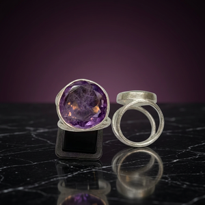 Hot Sale Ramavati Gems <b>Dainty</b> Amethyst Bezel Setting 925 Sterling Silver Unisex Women's <b>Ring</b> Classic Style Custom Logo Best - Product Image 3