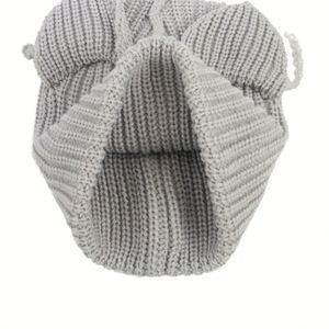 Arrival Hot Selling Halloween Festival Stylish Thick Striped Pattern Winter Warm Beanie Hat with Devil Ears for Travel - Product Image 3