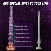 Long plug anal en silicone avec perles pour femmes et hommes, jouet pour adultes BDSM, grand plug anal en silicone avec ventouse