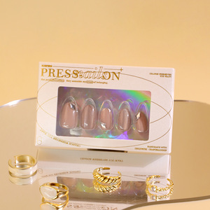 <span class=keywords><strong>Uñas</strong></span> Acrílicas de Estilo Gradual Hechas a Máquina, 30 Piezas al por Mayor, <span class=keywords><strong>Uñas</strong></span> <span class=keywords><strong>Postizas</strong></span> con Diseño Cuadrado Largo, Ojo de Gato Diamante, Francés - Product Image 3