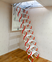 Échelle de grenier électrique escamotable en acier au carbone avec main courante, escalier de loft télescopique pliable, gain de place pour villa, maison et garage