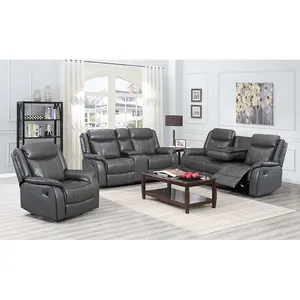 Modern Living Room Furniture Recliner Leather Sofa Set, Sofá reclinável 321, Sofá reclinável 3 lugares