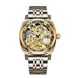 T894 TEVISE Automatic Skeleton Watches Hot Selling Square Men's Watches Hollow Out Mechanical Leather Strap Wristwatches <b>Clock</b> - Product Image 1