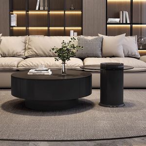 Offre Spéciale Meubles de salon Table à thé minimaliste personnalisée avec tiroirs Prix bon marché Table basse ronde de luxe avec rangement - Product Image 3
