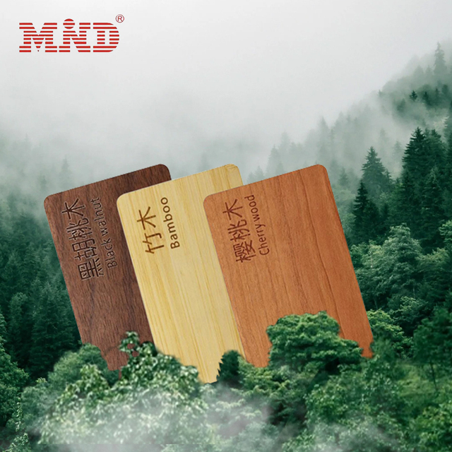Recyclable NFC ISO 14443a 13.56Mhz Wooden Nfc Card Customized Logo Engraved Rfid Bamboo Blank Wood Business Card