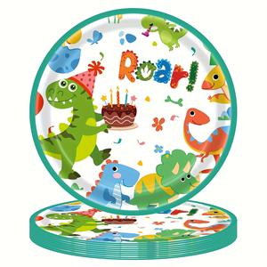 Ensemble de vaisselle jetable <span class=keywords><strong>dinosaure</strong></span> dessin animé pour anniversaire assiettes en <span class=keywords><strong>papier</strong></span> non couché serviettes en <span class=keywords><strong>papier</strong></span> tasses en <span class=keywords><strong>papier</strong></span> décorations de Table de fête - Product Image 3