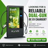 Chargeur EV commercial extérieur double pistolet DC avec écran 65 pouces 2500-3000 Nits IP54 et gestion à distance