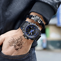 Reloj de Pulsera Sanda 739 para Hombre, Marca Original de Moda, Relojes de Cuarzo Resistentes al Agua, Relojes Digitales LED con Doble Pantalla