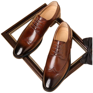 Zapatos de Vestir Formales de Cuero con Punta para Hombre, Estilo Británico Zapatos Oxford Extra Grandes Hechos a Mano para Hombre, Zapatos de Vestir - Product Image 2