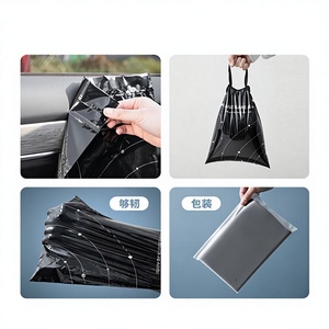 ถุงขยะแบบมีเชือกรูดแบบใช้แล้วทิ้ง สีดำ หนาพิเศษ 20 ถุงต่อแพ็ค สำหรับใช้ในรถยนต์ พร้อมสายรัดแบบกาว - Product Image 1