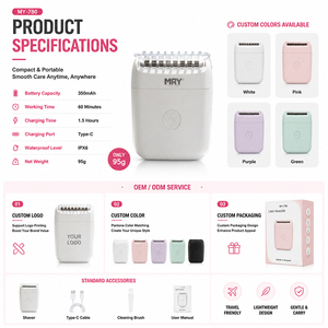 Mini rasoir électrique portable MRY <span class=keywords><strong>pour</strong></span> femme, épilateur corporel rechargeable avec tête à grille, étanche IPX6, Type-C, OEM ODM - Product Image 6
