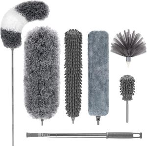 NOVISON Brosse à poussière télescopique en microfibre pour ventilateur de plafond, nettoyage des plafonds hauts, brosse à plumes détachable pour salle de bain et maison - Product Image 1