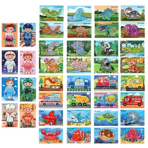 Baby Toddlers Kids Animal 3D Wooden Jigsaw Puzzle Spelling Montessori Educational Learning Toys