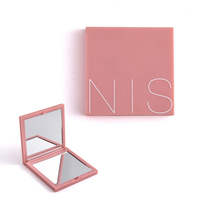 Plastique ABS Effet doux au toucher Forme carrée Mini miroir de poche de voyage double face de petite taille avec logo personnalisé