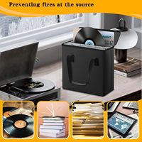 Organisateur de rangement pliable et ignifuge pour petits disques vinyles et CD, avec étuis et pochettes, et couvercle de transport verrouillable pour albums