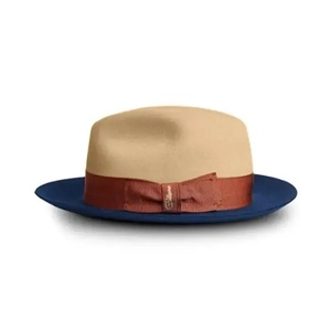 Chapeau Fedora en laine bleue, couronne classique structurée, décontracté, pour l'extérieur, pour homme - Product Image 3