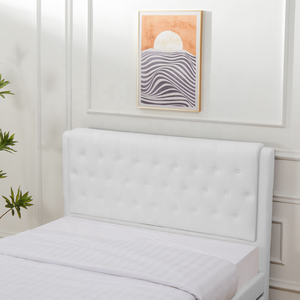 Da trắng khung gỗ Nút-tufted đầu giường nữ hoàng Kích thước PU bọc nền tảng giường với GiườNg Kéo - Product Image 6