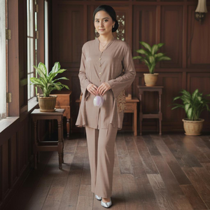 Ensemble Baju Kurung Borong Direct Kilang, Kebaya vintage brodée, Sulam Kerawang, écologique, sans repassage, Cey Crepe, robe maxi Raya - Product Image 2