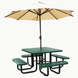 Table de pique-nique carrée en métal commerciale de 46 pouces pour extérieur table à manger en acier <span class=keywords><strong>avec</strong></span> trou pour <span class=keywords><strong>parasol</strong></span> - Product Image 6