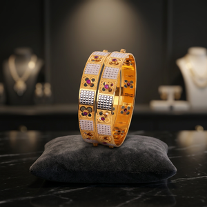 Joyería de Moda para Mujer al por Mayor, Brazaletes CNC Chapados en Dos Tonos, Brazaletes Modernos de Doble Tono, Brazaletes Tradicionales Multitono - Product Image 4