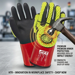 Gants de protection personnels HTR de haute qualité en PVC anti-impact, résistants aux produits chimiques, résistants à l'huile, imperméables, respirants, 30 cm - Product Image 1