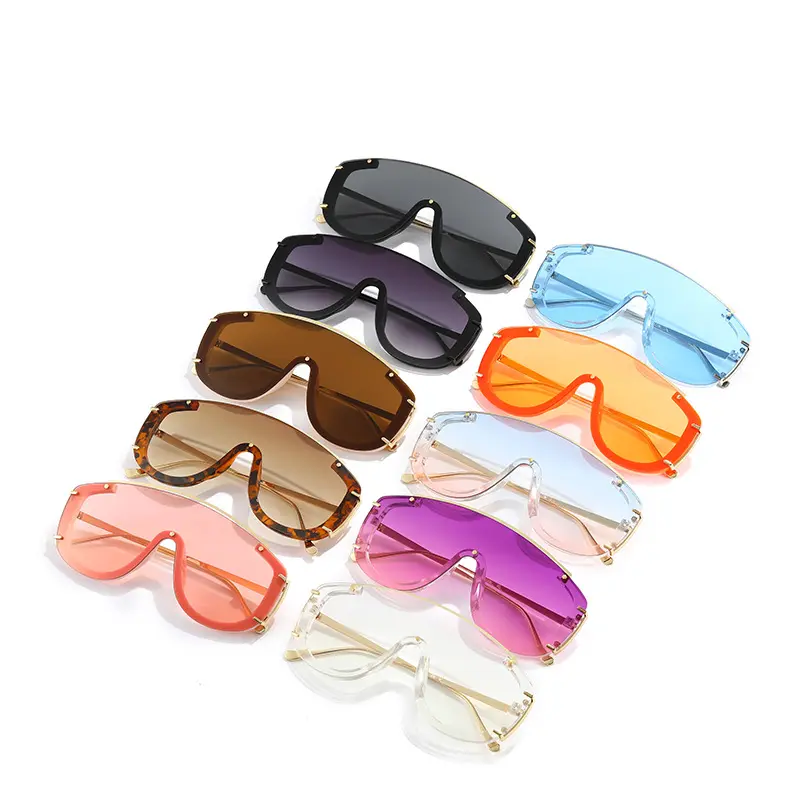 2023 New Large Frame One Piece Colorful Lens Unisex Sunglasses Personality Oversize Modern Fashion Sunglasses Women