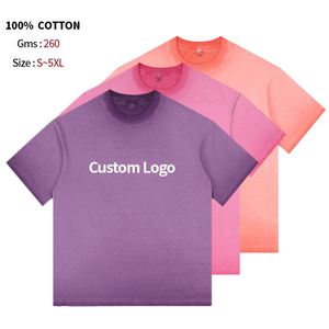 T-shirt vintage délavé à l'acide 260 GSM 100 % coton, grande taille, streetwear, logo personnalisé, effet vieilli, rétro, tee-shirt premium pour homme - Product Image 2