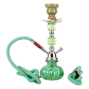 Usine transfrontalière chaude arabe acrylique vert 32 cm Double narguilé bol petite saveur narguilé avec technique de laque pour charbon de bois - Product Image 1
