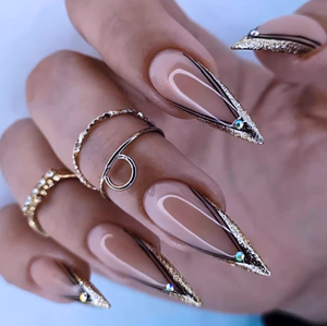 <span class=keywords><strong>Uñas</strong></span> Postizas de Acrílico Hechas a Mano con Brillo y Diseño de Stiletto <span class=keywords><strong>para</strong></span> <span class=keywords><strong>Boda</strong></span> - Product Image 4