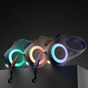 Correa retráctil de nailon extensible automática de 3m/5M para perro, ruleta para mascotas de alta resistencia con luces LED, tipo de collar de entrenamiento - Product Image 2