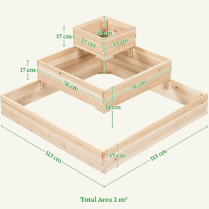 Jardinera Elevada de Madera de 3 Niveles, Divisible, con Revestimiento de Vinilo, Ecológica, para Flores, Verduras, Hierbas, Jardín, Patio Trasero - Product Image 3