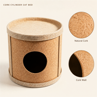 Lit pour chat classique et durable, type grotte et maison d'arbre, pour plusieurs chats de grande taille, design écologique en liège et feutre