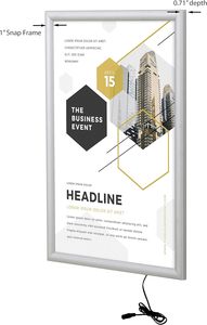 Snap <b>Frame</b> LED Advertising Light <b>Box</b> Sign Silver Aluminum <b>Frame</b> Wall Mount Lightbox Display with Anti Glare UV Protectant - Product Image 2
