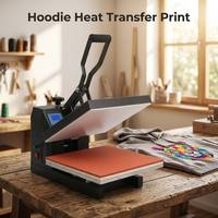 Presse à chaud à sublimation 38x38cm à clapet pour transfert sur T-shirts, maillots, sacs, tapis de souris, réglable