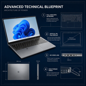 Nouvel ordinateur <span class=keywords><strong>portable</strong></span> pour étudiants de 15,6 pouces, Intel N95 Quad Core, 16 Go de RAM, 512 Go de SSD, Windows 11 Business, <span class=keywords><strong>portable</strong></span>, écran FHD IPS - Product Image 6