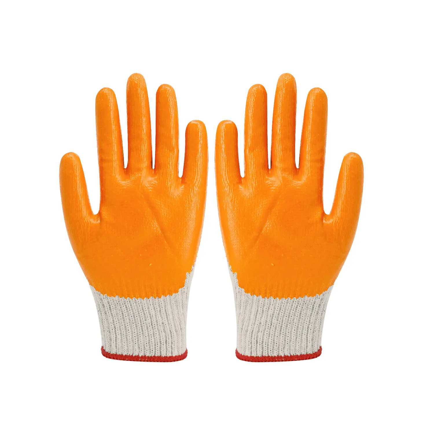Gants en latex orange de gros en Chine Gants en caoutchouc trempés dans du fil de coton de calibre 7 Gants de travail de sécurité