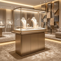Comptoir de présentation de bijoux de luxe avec éclairage LED, vitrine en verre, armoire de rangement pour bijouteries, montres, boutiques, centres commerciaux