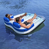 Flotteur gonflable de chaise longue de piscine pour adulte, radeau flottant de bronzage de grande plage avec porte-boisson