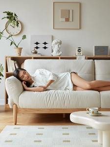 Canapé en tissu en forme de nuage en bois massif japonais, petit salon, style nordique, tatami, rangement au sol, personnalisé - Product Image 3